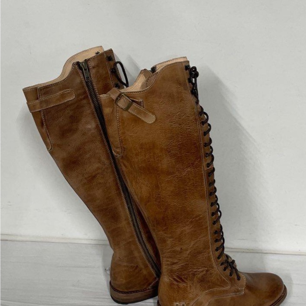 BED|STU Tan Leather Lace-Up Boots - Picture 2 of 16